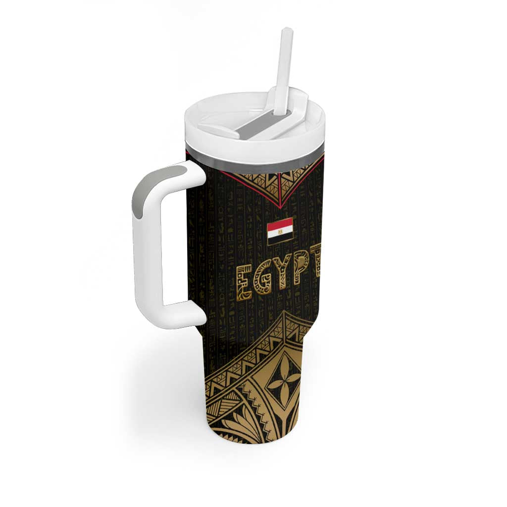 Ankh Eye of Horus Egypt Tumbler With Handle Ancient Black Gold Hieroglyph Spirit - African Pride