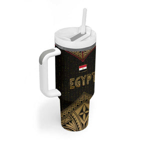 Ankh Eye of Horus Egypt Tumbler With Handle Ancient Black Gold Hieroglyph Spirit - African Pride