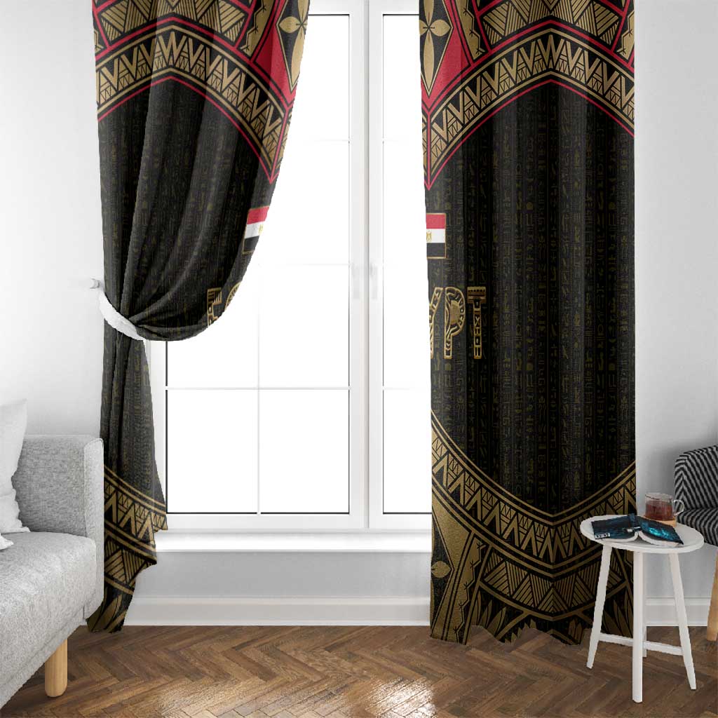 Ankh Eye of Horus Egypt Window Curtain Ancient Black Gold Hieroglyph Spirit - African Pride