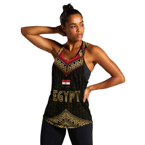 Ankh Eye of Horus Egypt Women Racerback Tank Ancient Black Gold Hieroglyph Spirit - African Pride