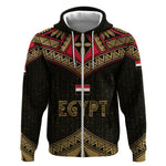 Ankh Eye of Horus Egypt Zip Hoodie Ancient Black Gold Hieroglyph Spirit - African Pride