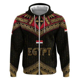Ankh Eye of Horus Egypt Zip Hoodie Ancient Black Gold Hieroglyph Spirit - African Pride