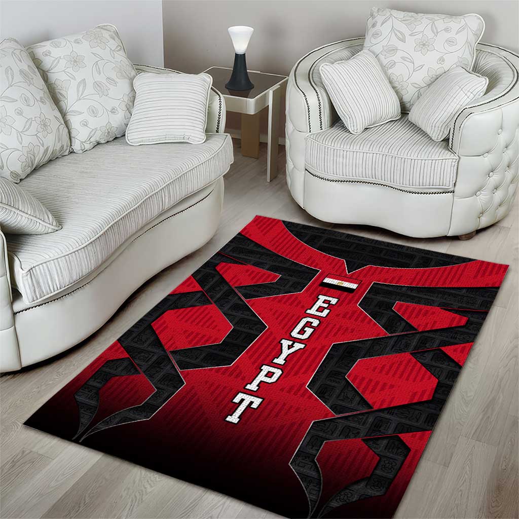 Egypt Flag Emblem Area Rug Red Black Bold Spirit - African Pride