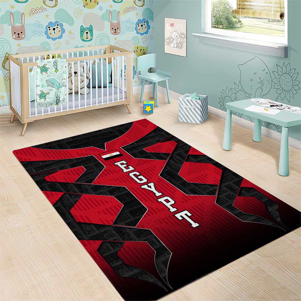 Egypt Flag Emblem Area Rug Red Black Bold Spirit - African Pride