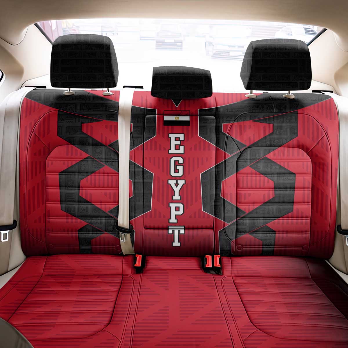 Egypt Flag Emblem Back Car Seat Cover Red Black Bold Spirit - African Pride