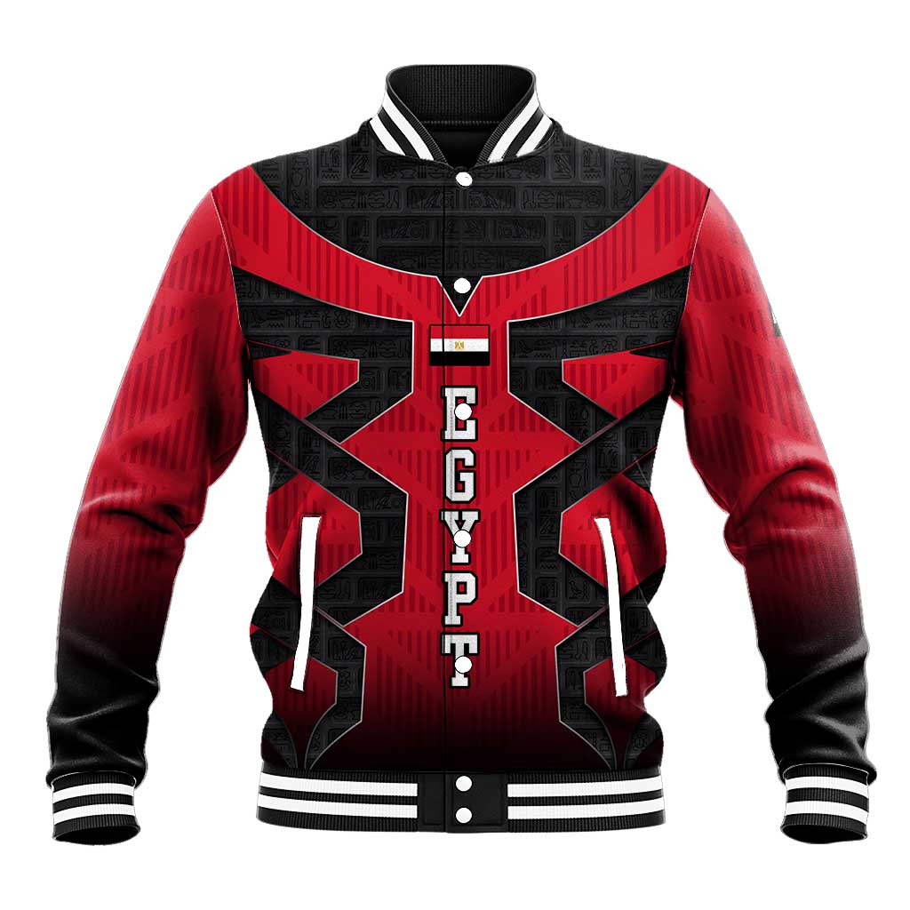 Egypt Flag Emblem Baseball Jacket Red Black Bold Spirit - African Pride