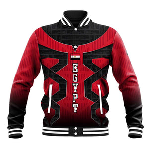 Egypt Flag Emblem Baseball Jacket Red Black Bold Spirit - African Pride