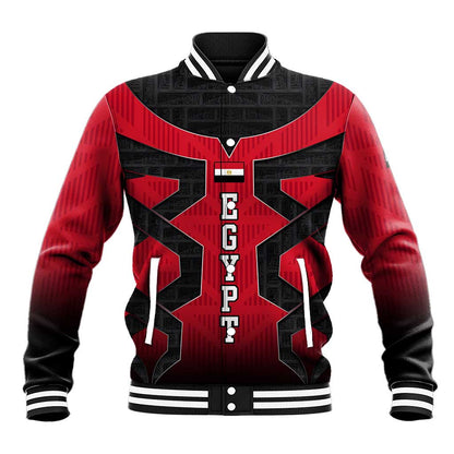 Egypt Flag Emblem Baseball Jacket Red Black Bold Spirit - African Pride