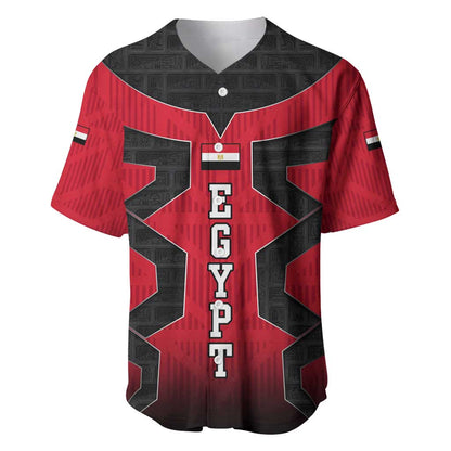 Egypt Flag Emblem Baseball Jersey Red Black Bold Spirit - African Pride