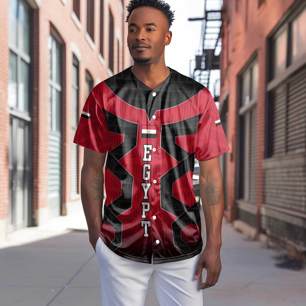 Egypt Flag Emblem Baseball Jersey Red Black Bold Spirit - African Pride