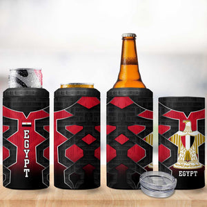 Egypt Flag Emblem 4 in 1 Can Cooler Tumbler Red Black Bold Spirit - African Pride