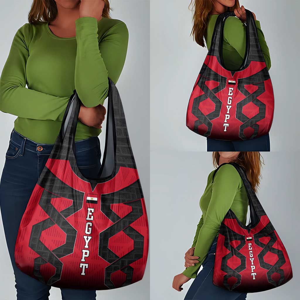 Egypt Flag Emblem Grocery Bag Red Black Bold Spirit - African Pride