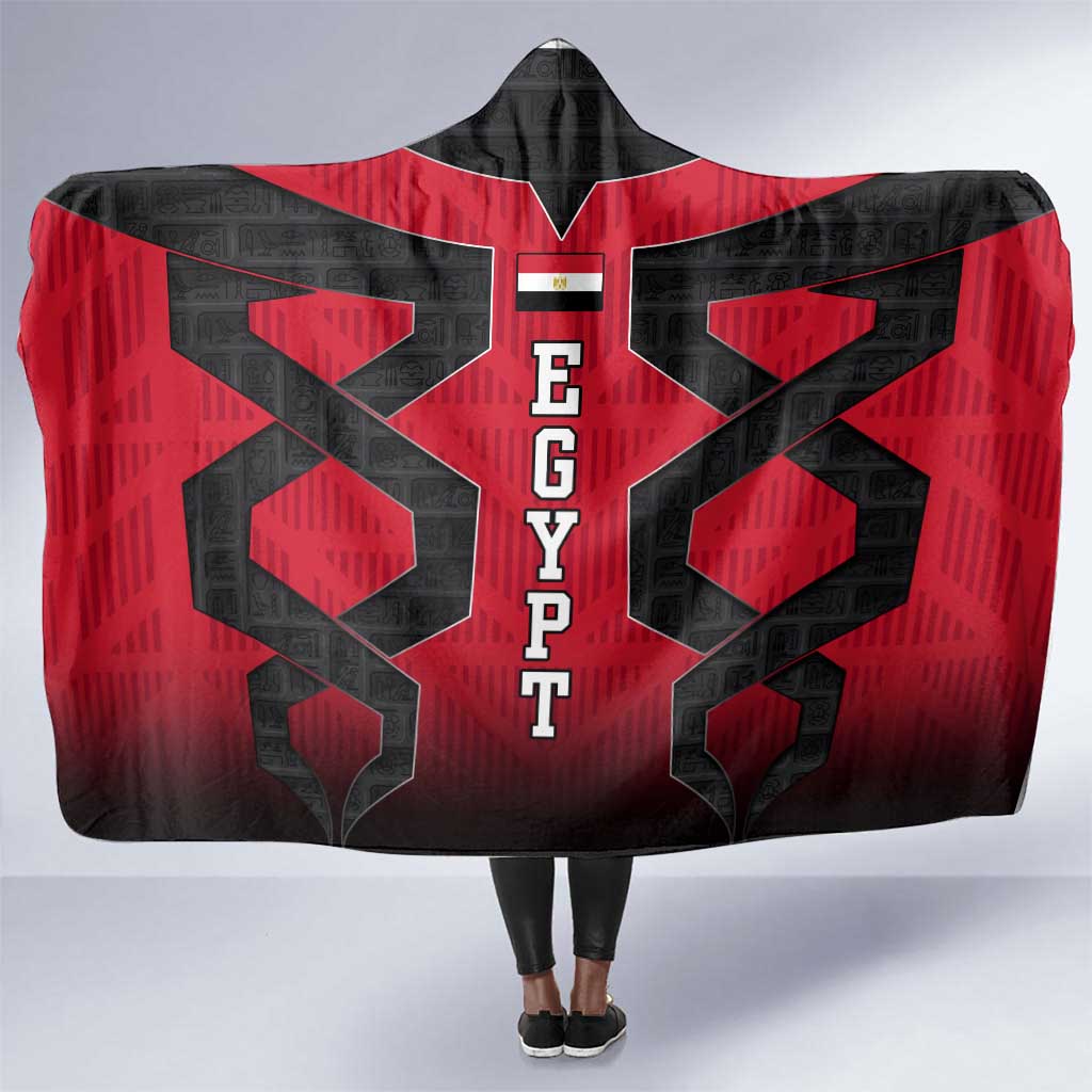 Egypt Flag Emblem Hooded Blanket Red Black Bold Spirit - African Pride