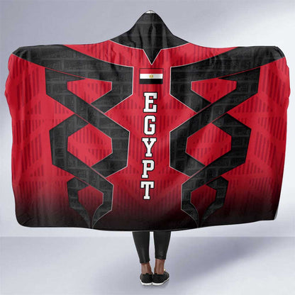 Egypt Flag Emblem Hooded Blanket Red Black Bold Spirit - African Pride