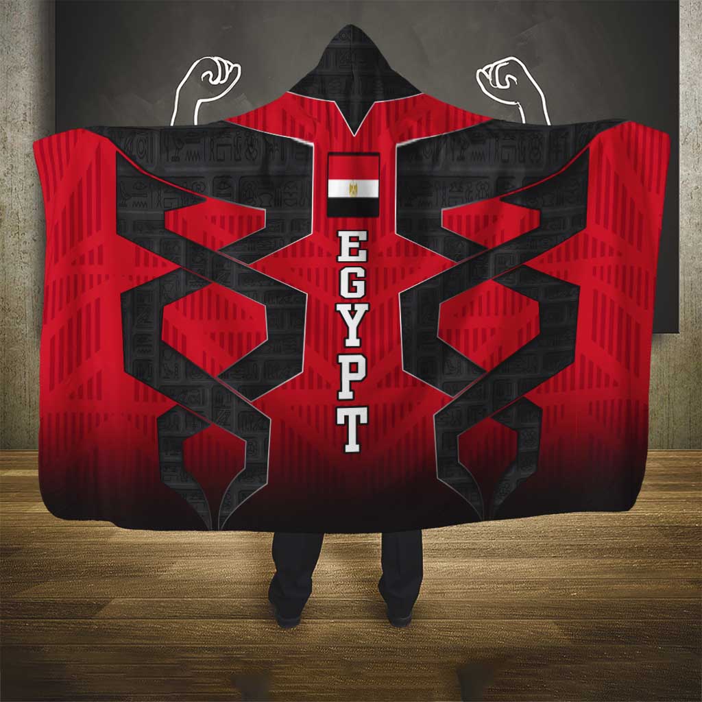 Egypt Flag Emblem Hooded Blanket Red Black Bold Spirit - African Pride