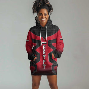 Egypt Flag Emblem Hoodie Dress Red Black Bold Spirit - African Pride