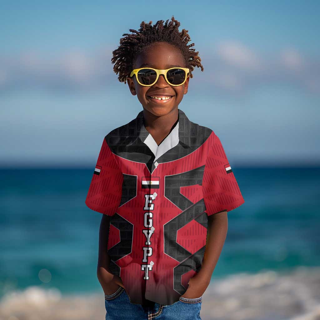 Egypt Flag Emblem Kid Hawaiian Shirt Red Black Bold Spirit - African Pride