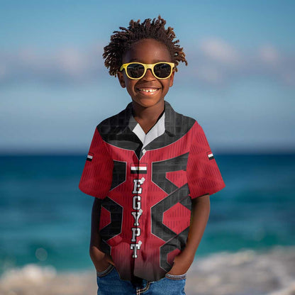 Egypt Flag Emblem Kid Hawaiian Shirt Red Black Bold Spirit - African Pride