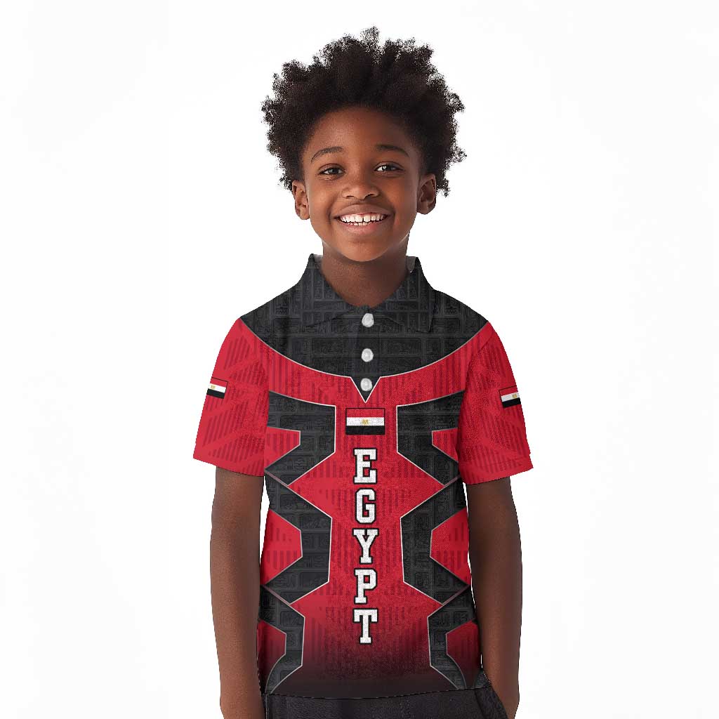 Egypt Flag Emblem Kid Polo Shirt Red Black Bold Spirit - African Pride