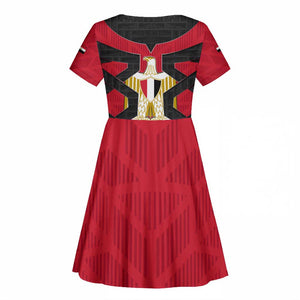 Egypt Flag Emblem Kid Short Sleeve Dress Red Black Bold Spirit - African Pride