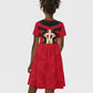 Egypt Flag Emblem Kid Short Sleeve Dress Red Black Bold Spirit - African Pride