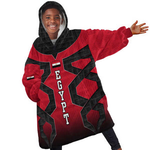 Egypt Flag Emblem Kid Wearable Blanket Hoodie Red Black Bold Spirit - African Pride