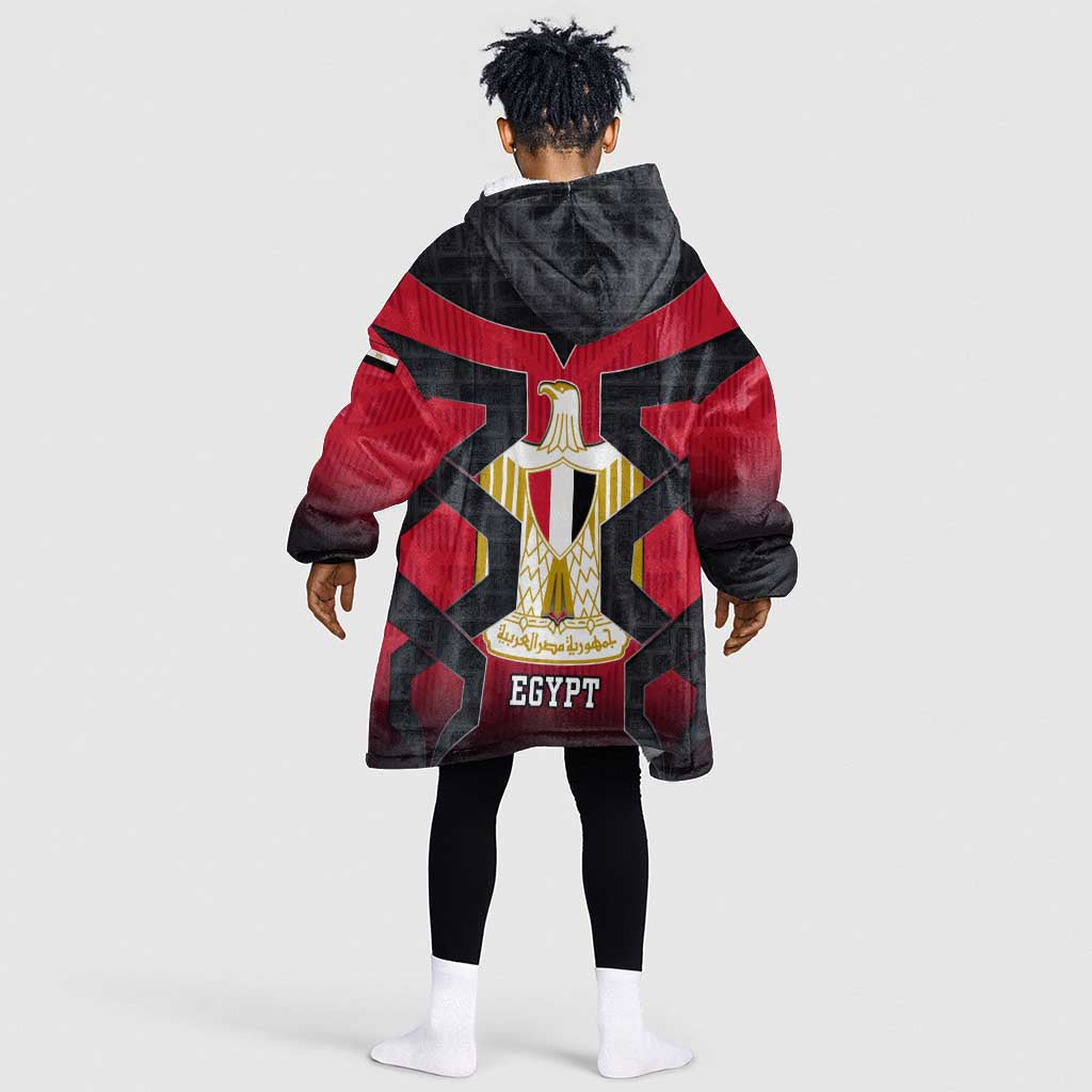 Egypt Flag Emblem Kid Wearable Blanket Hoodie Red Black Bold Spirit - African Pride