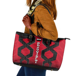 Egypt Flag Emblem Leather Tote Bag Red Black Bold Spirit - African Pride
