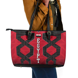 Egypt Flag Emblem Leather Tote Bag Red Black Bold Spirit - African Pride