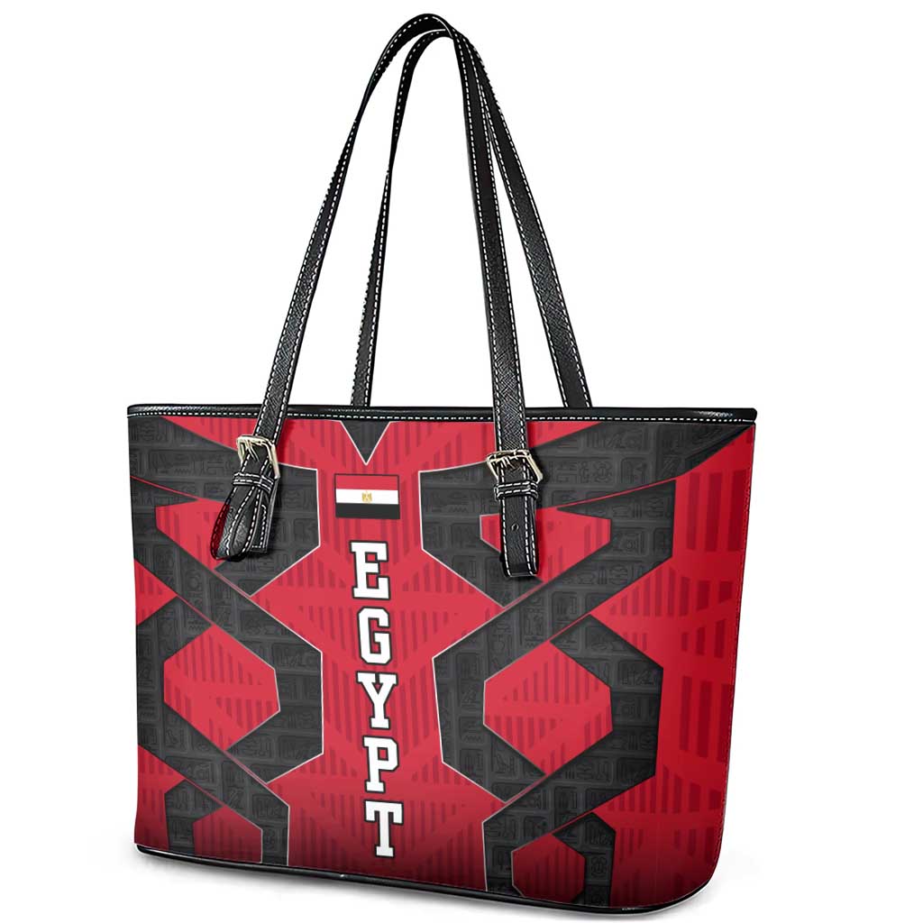 Egypt Flag Emblem Leather Tote Bag Red Black Bold Spirit - African Pride