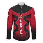 Egypt Flag Emblem Long Sleeve Button Shirt Red Black Bold Spirit - African Pride