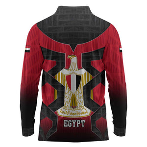 Egypt Flag Emblem Long Sleeve Polo Shirt Red Black Bold Spirit - African Pride