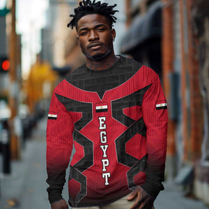 Egypt Flag Emblem Long Sleeve Shirt Red Black Bold Spirit - African Pride