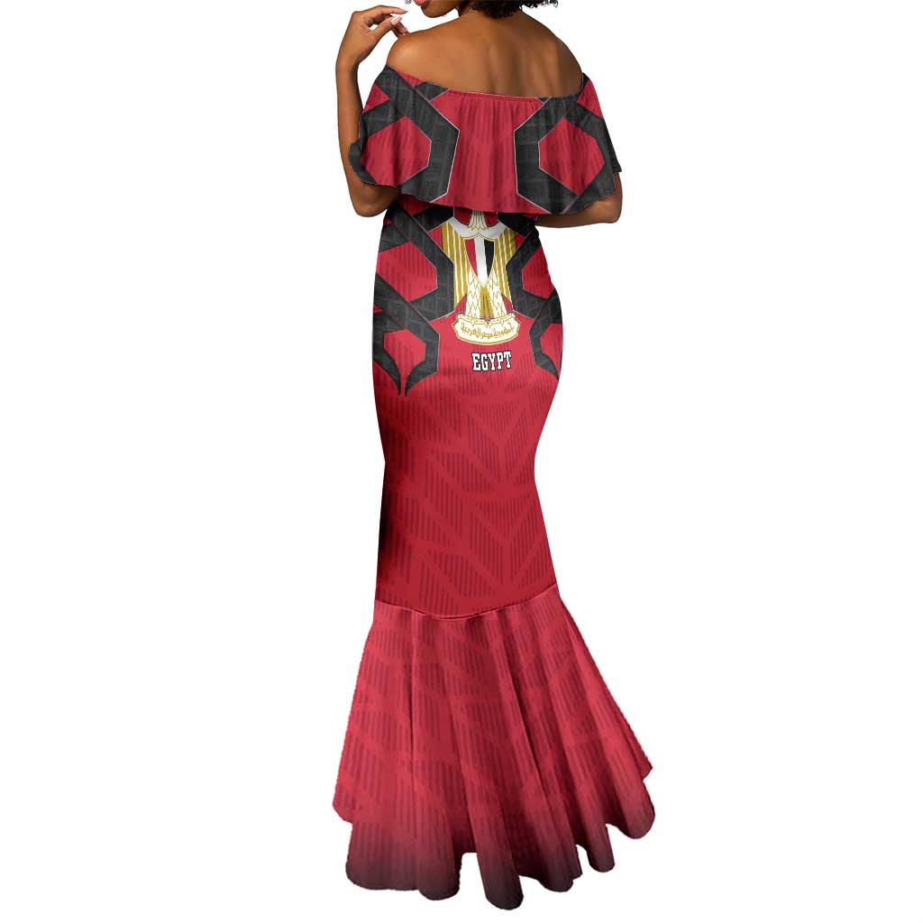 Egypt Flag Emblem Mermaid Dress Red Black Bold Spirit - African Pride