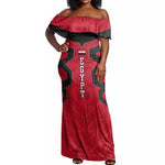 Egypt Flag Emblem Off Shoulder Maxi Dress Red Black Bold Spirit - African Pride