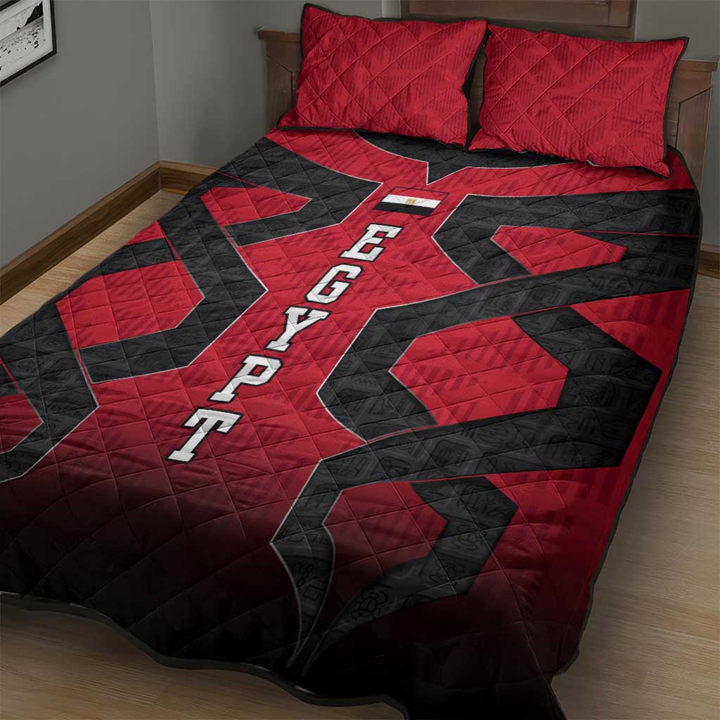 Egypt Flag Emblem Quilt Bed Set Red Black Bold Spirit - African Pride