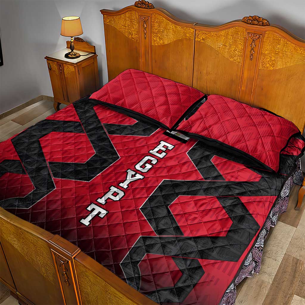 Egypt Flag Emblem Quilt Bed Set Red Black Bold Spirit - African Pride