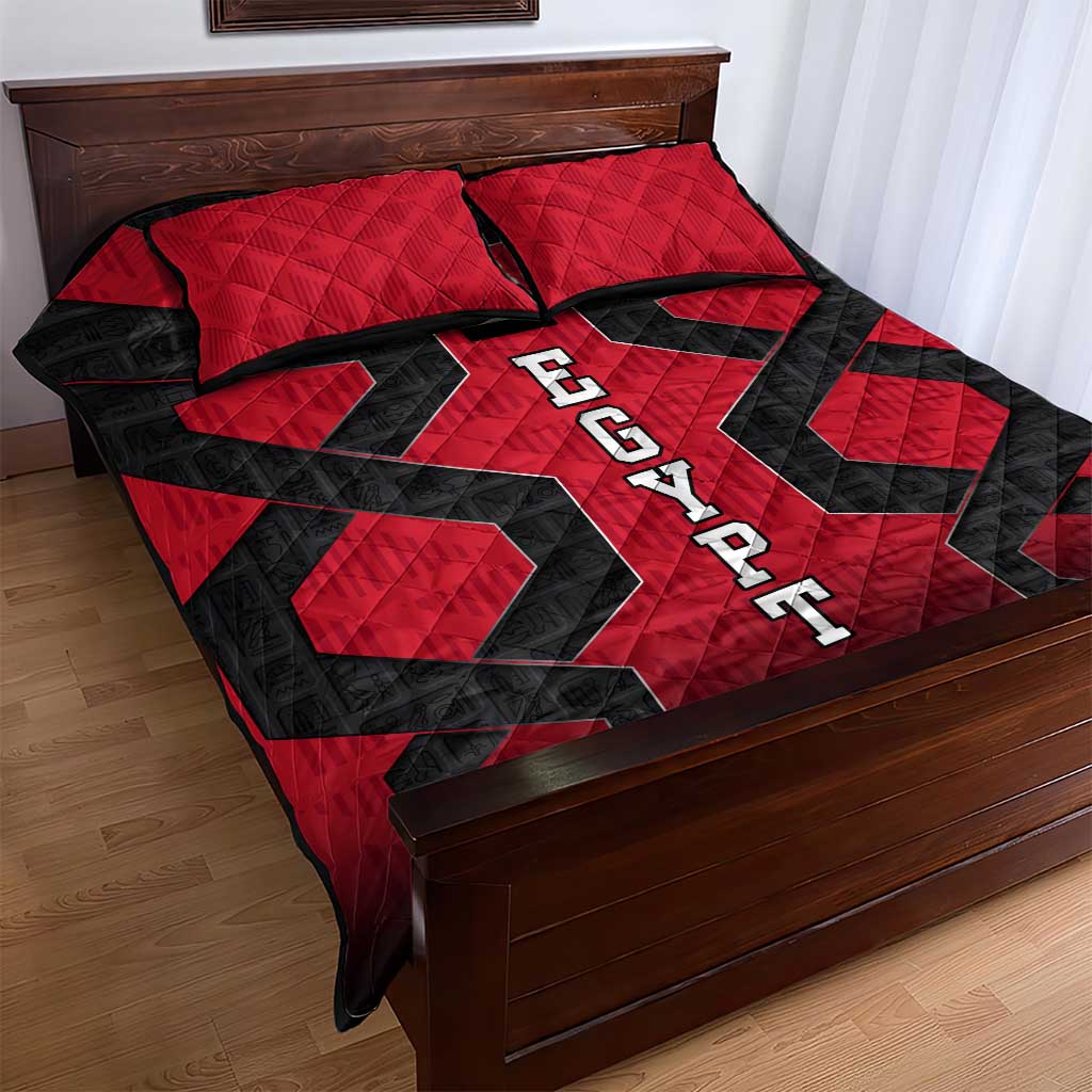 Egypt Flag Emblem Quilt Bed Set Red Black Bold Spirit - African Pride
