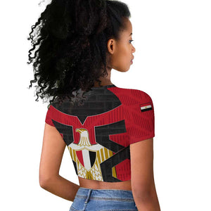 Egypt Flag Emblem Raglan Cropped T shirt Red Black Bold Spirit - African Pride