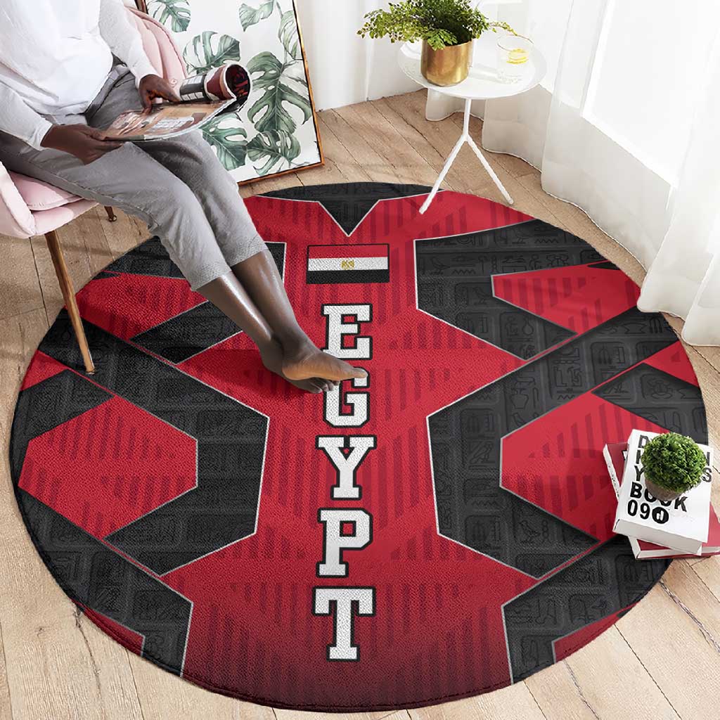 Egypt Flag Emblem Round Carpet Red Black Bold Spirit - African Pride