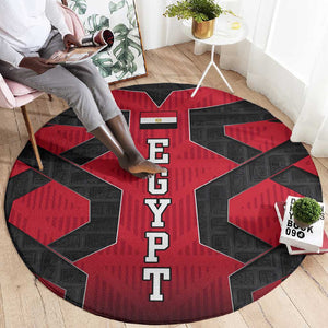 Egypt Flag Emblem Round Carpet Red Black Bold Spirit - African Pride