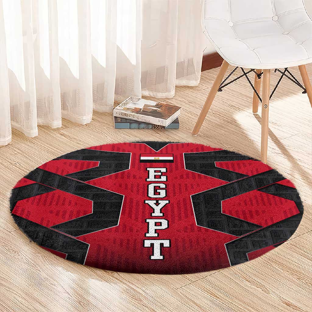 Egypt Flag Emblem Round Carpet Red Black Bold Spirit - African Pride