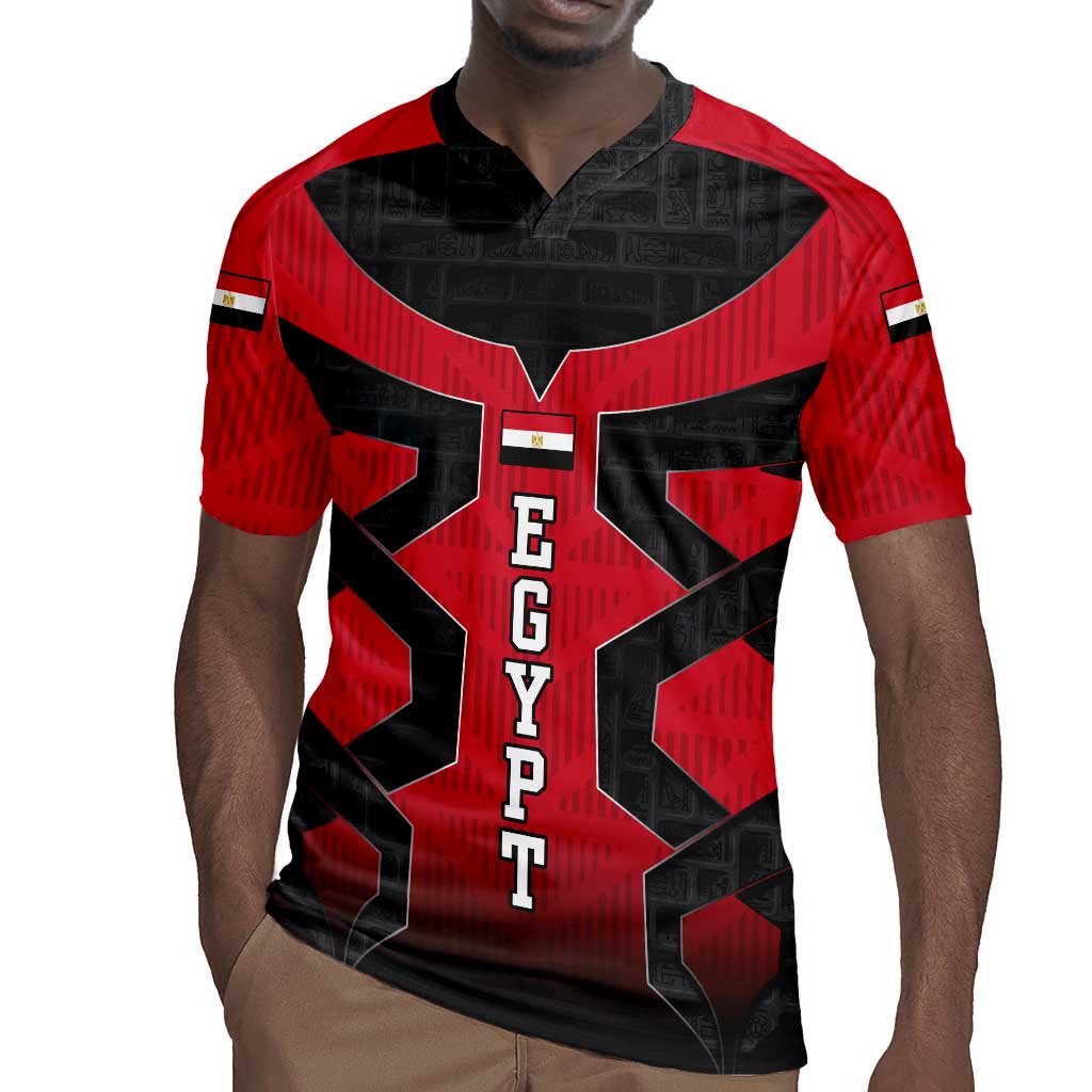 Egypt Flag Emblem Rugby Jersey Red Black Bold Spirit - African Pride