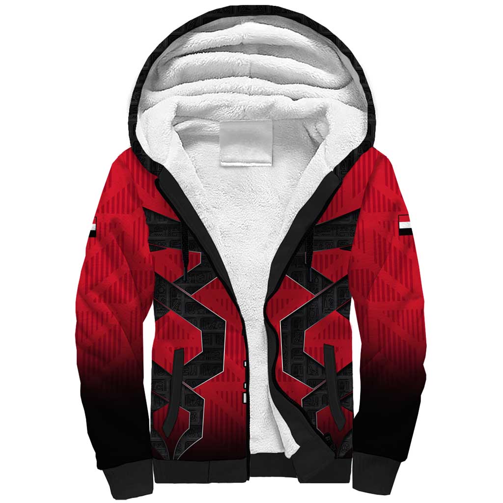Egypt Flag Emblem Sherpa Hoodie Red Black Bold Spirit - African Pride