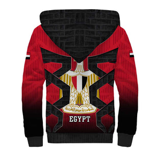 Egypt Flag Emblem Sherpa Hoodie Red Black Bold Spirit - African Pride
