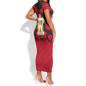 Egypt Flag Emblem Short Sleeve Bodycon Dress Red Black Bold Spirit - African Pride