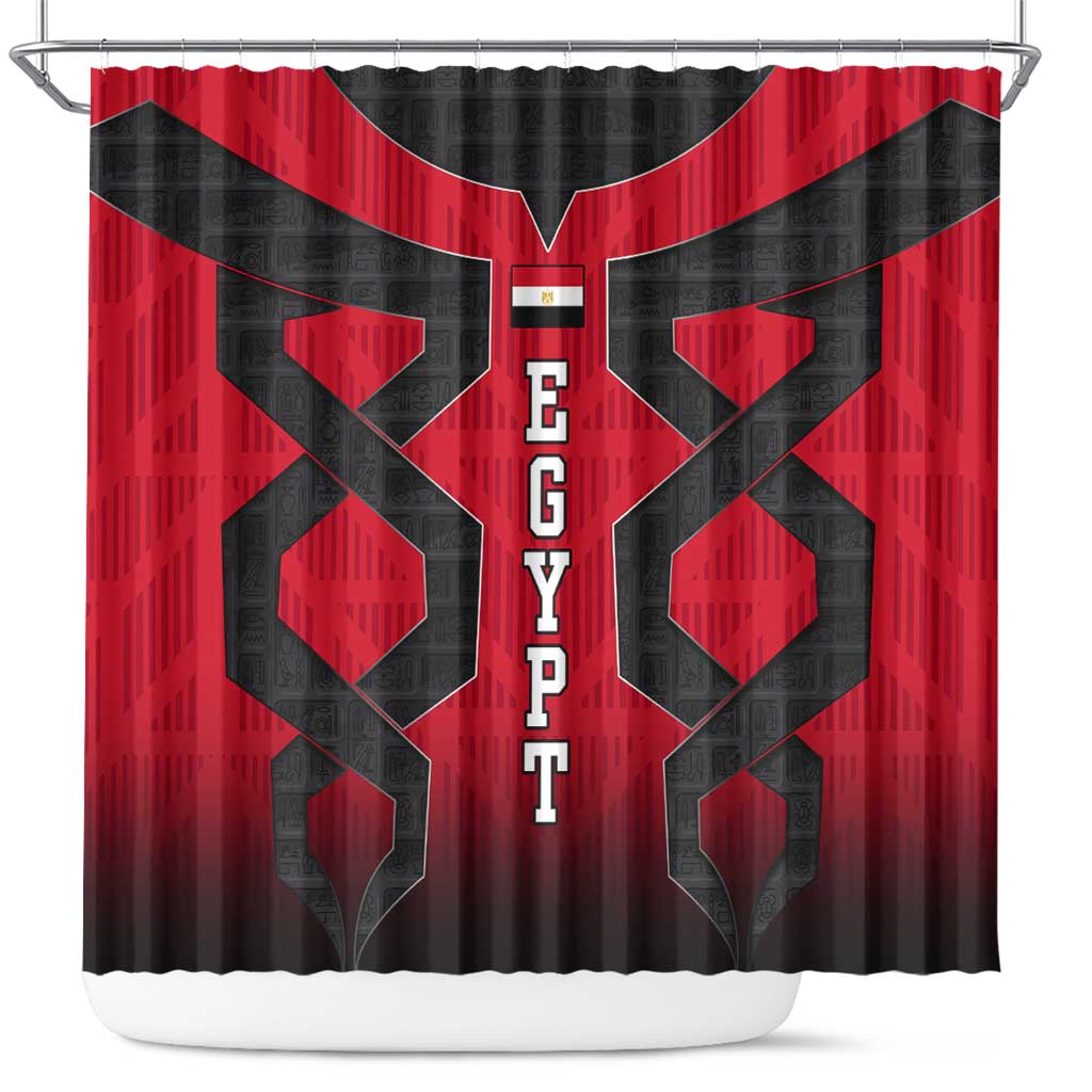 Egypt Flag Emblem Shower Curtain Red Black Bold Spirit - African Pride