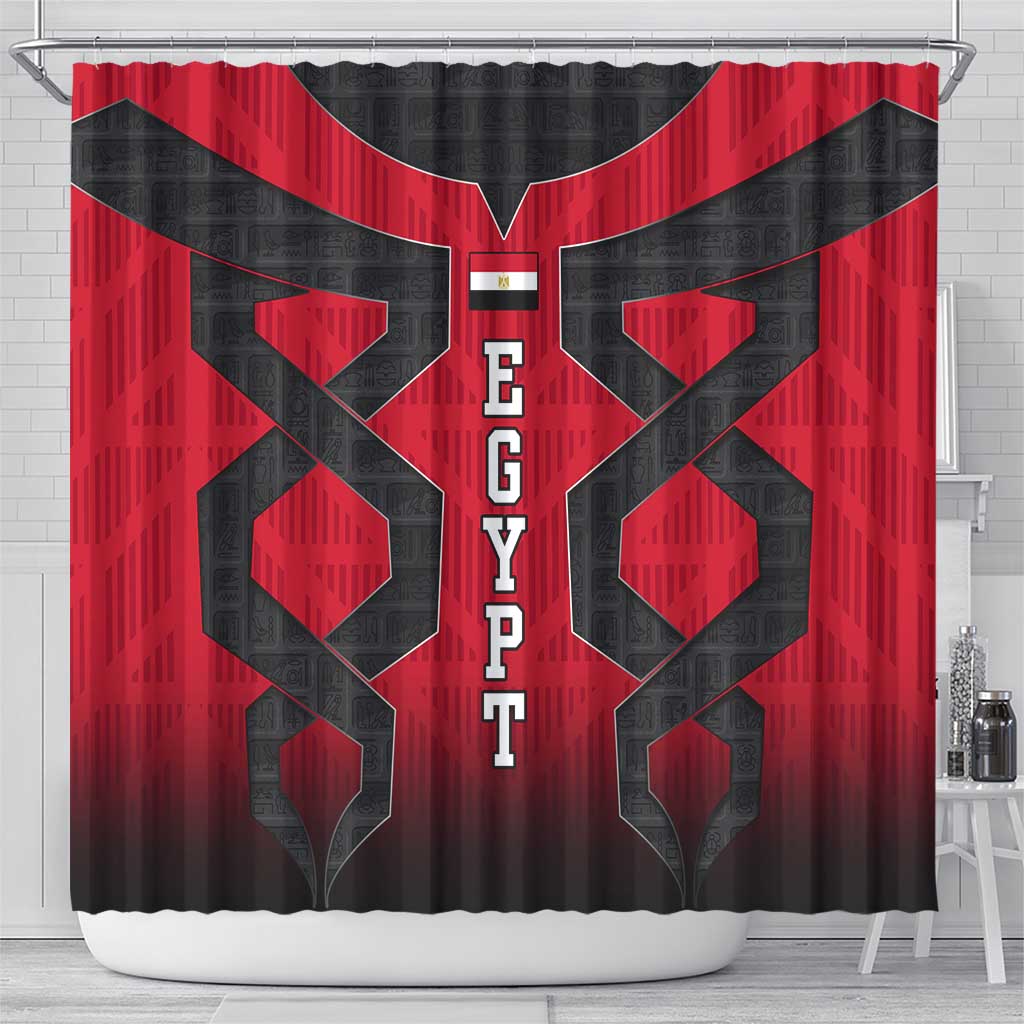 Egypt Flag Emblem Shower Curtain Red Black Bold Spirit - African Pride