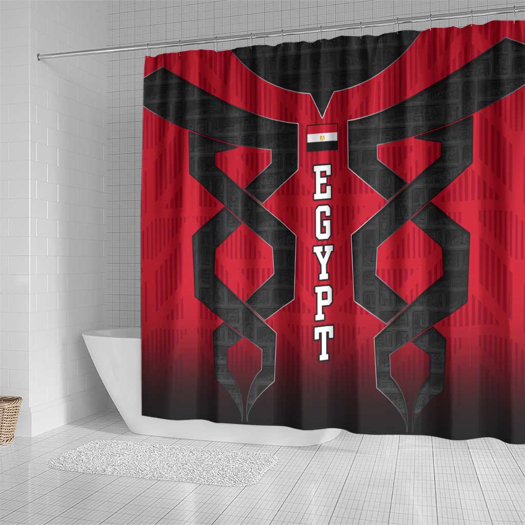 Egypt Flag Emblem Shower Curtain Red Black Bold Spirit - African Pride