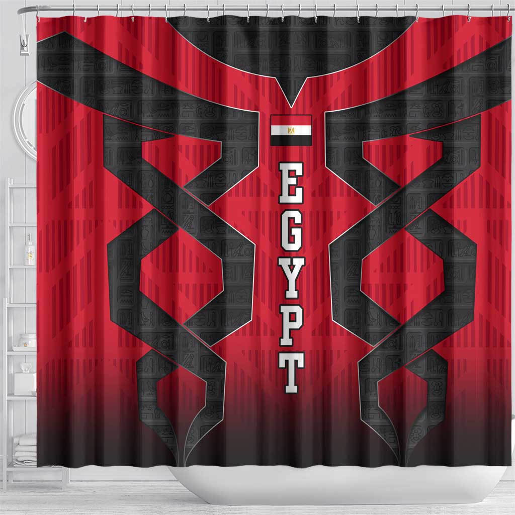 Egypt Flag Emblem Shower Curtain Red Black Bold Spirit - African Pride